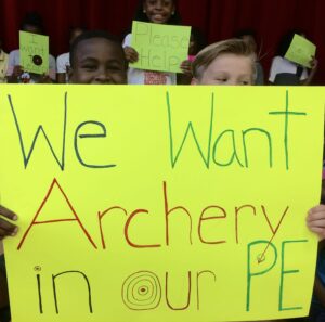 Kids express their opinion on the issue of archery in BPA. Photo by Marie Mower.