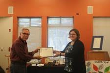 Five Friends of East Atlanta Library President Mike Pousman with volunteer coordinator Heather Staniszewski. Photo by Marcy Meyers.