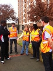 Mr. Loren King with the City of Atlanta Dept. of Public Works (left) providing safety training for (left to right) Alan Claghorn, Moko Moone, Tabitha Mason-Elliot, and Ted Bradford. Photo by Steve Devore