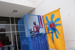 Parkside Principal Foster gets ready to get dunked at 2017 festival. Photo courtesy of Parkside Elementary.