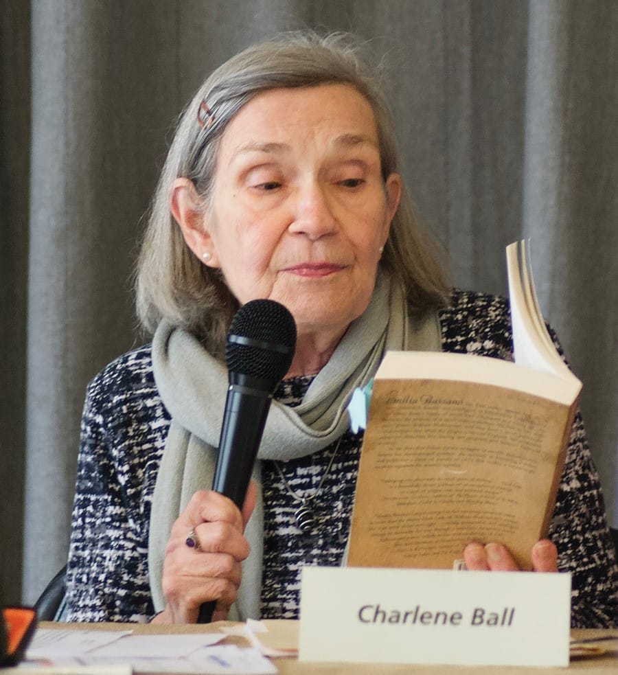 Charlene Ball reading from her book about the dark lady of William Shakespeare. Photos by Martyn Hope.