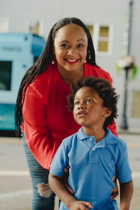 Photo by Kevin Lowery Nikema Williams and her son Carter