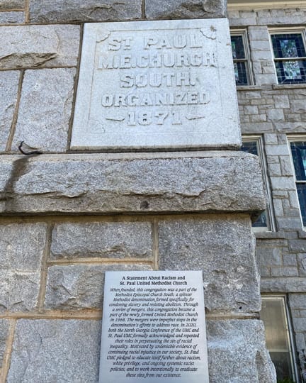 The plaque on the exterior of St. Paul UMC. Photos courtesy of St. Paul UMC.