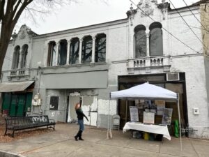 Photo by Jenny Murry Stephanie Cherry-Farmer in front of the Madison Theater